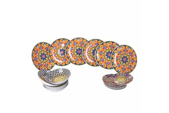 Villa D Este Sole Mio Servizio Piatti In Porcellana Set 18 Pz