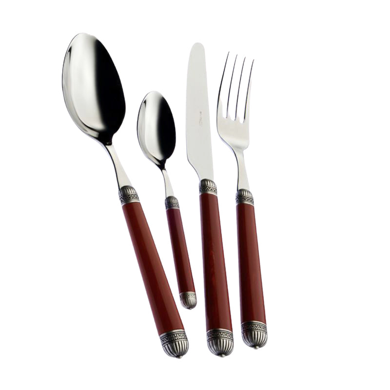 Bugatti Dorico Servizio Posate Ghiera Argentata Acciaio Inox E Abs Set 24 Pz