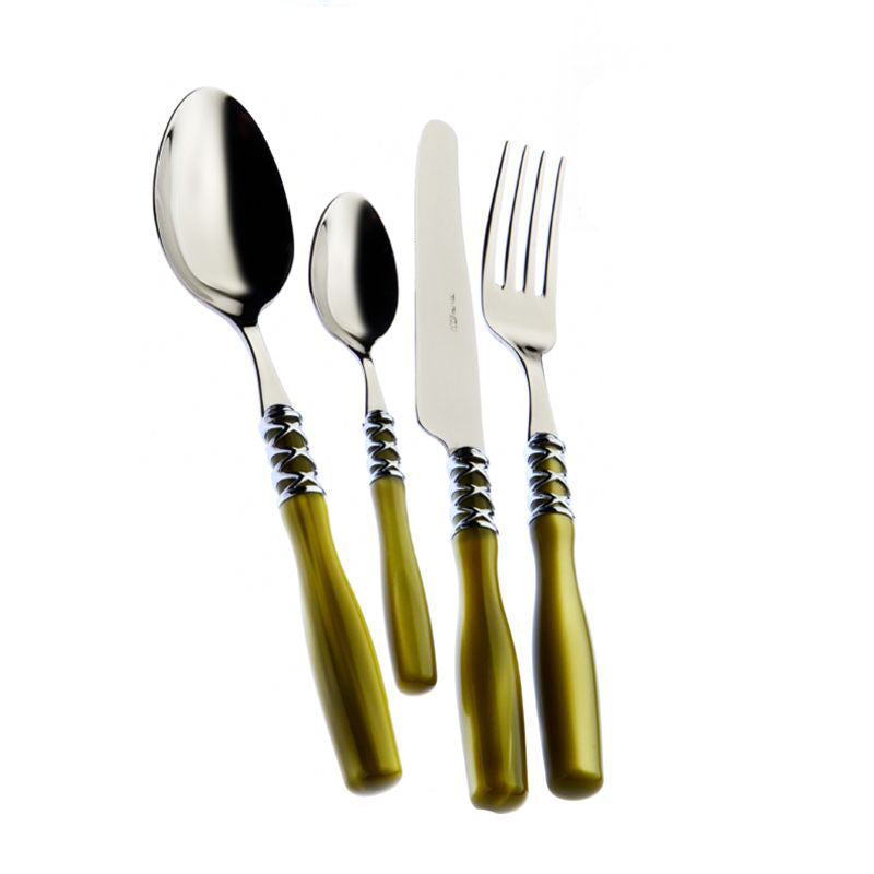 Bugatti Arianna Servizio Posate Ghiera Cromata Acciaio Inox Set 24 Pz