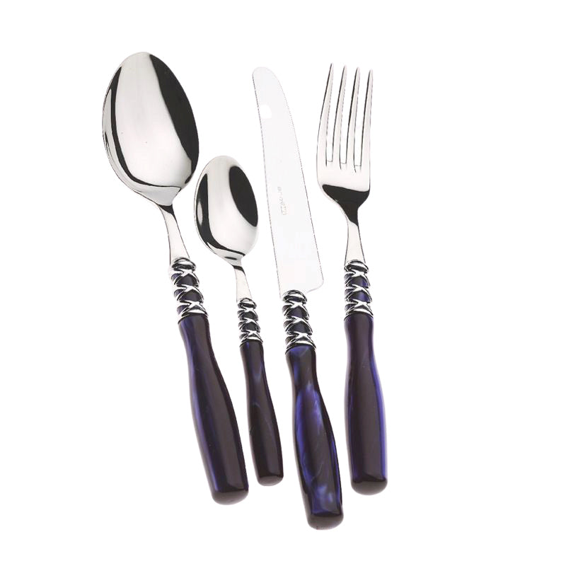 Bugatti Arianna Servizio Posate Ghiera Cromata Acciaio Inox Set 24 Pz
