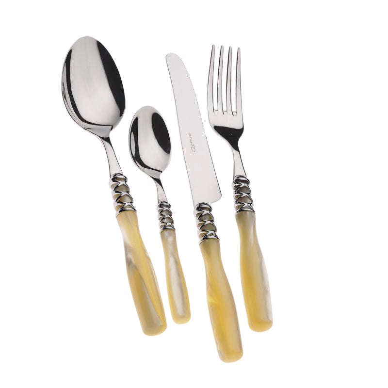 Bugatti Arianna Servizio Posate Ghiera Cromata Acciaio Inox Set 24 Pz