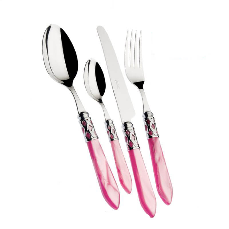 Bugatti Aladdin Servizio Posate Ghiera Cromata Acciaio Inox E Acrilico Set 24 Pz