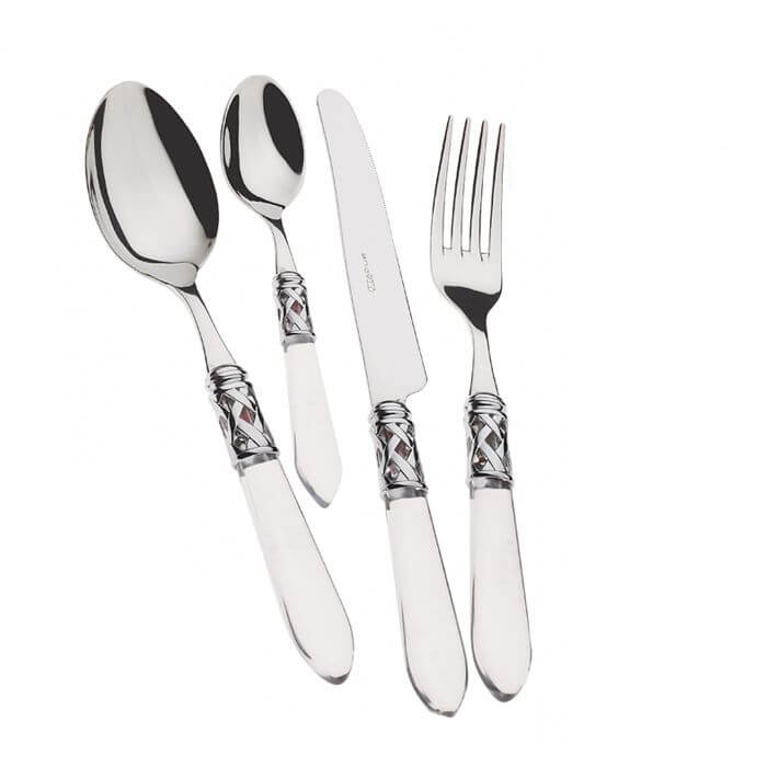 Bugatti Aladdin Servizio Posate Ghiera Cromata Acciaio Inox E Acrilico Set 24 Pz
