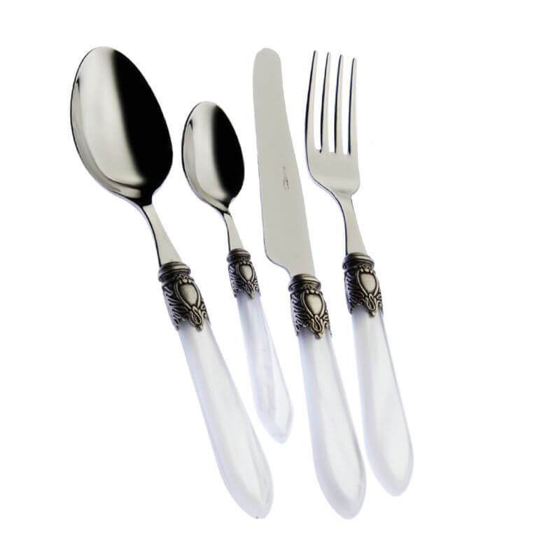 Bugatti Oxford Servizio Posate Ghiera Argentata Acciaio Inox Set 24 Pz