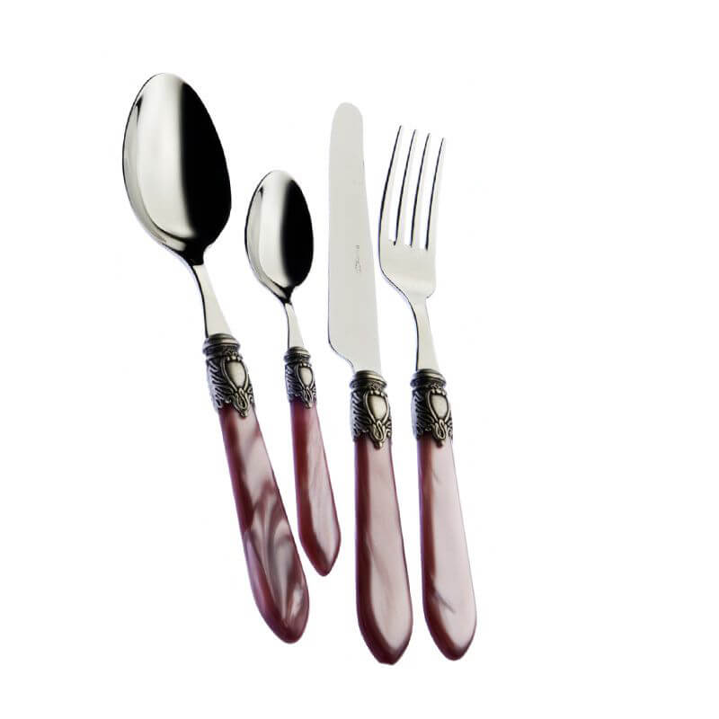 Bugatti Oxford Servizio Posate Ghiera Argentata Acciaio Inox Set 24 Pz