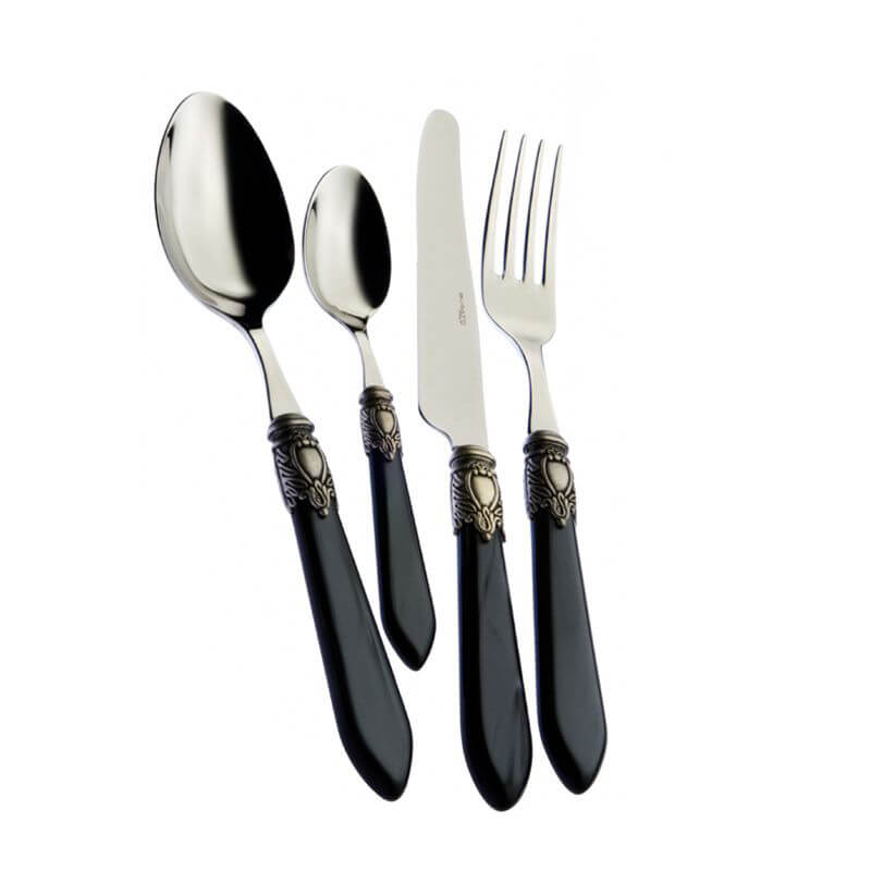 Bugatti Oxford Servizio Posate Ghiera Argentata Acciaio Inox Set 24 Pz