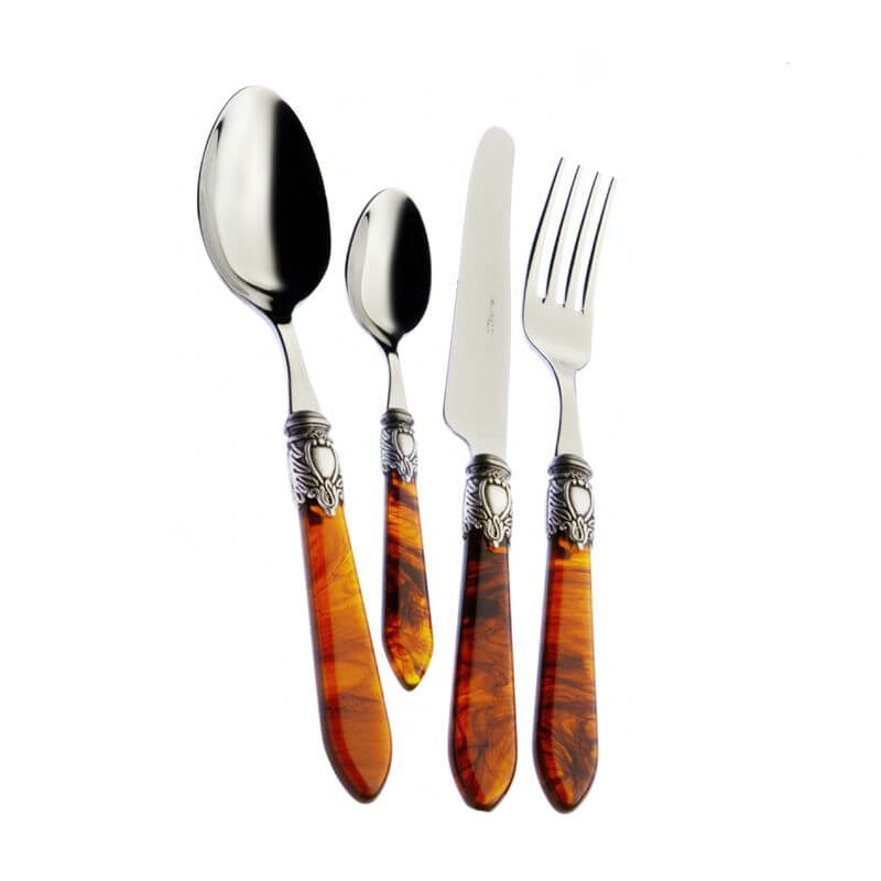 Bugatti Oxford Servizio Posate Ghiera Argentata Acciaio Inox Set 24 Pz