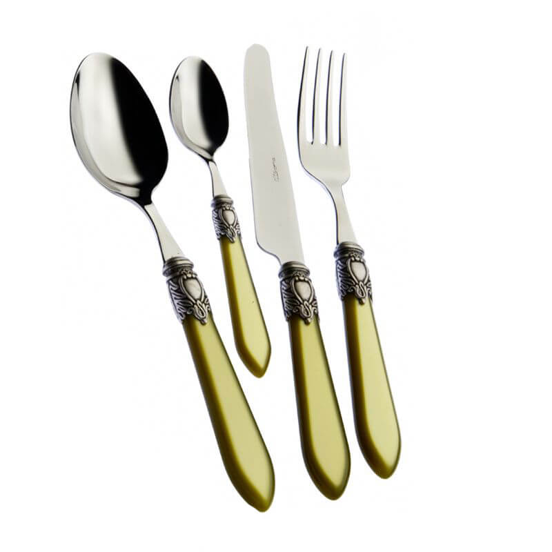 Bugatti Oxford Servizio Posate Ghiera Argentata Acciaio Inox Set 24 Pz
