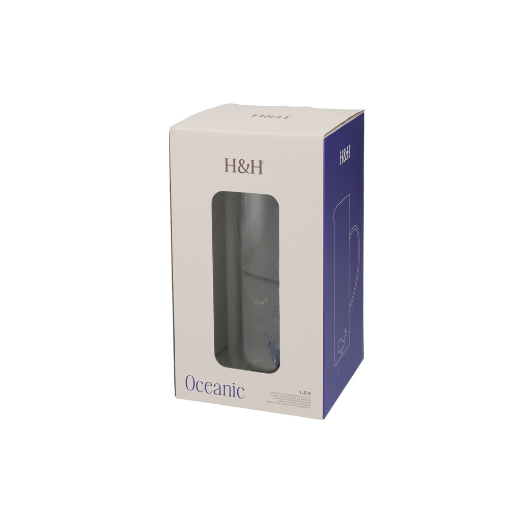 150 cl - H&H Brocca Con Decoro In Vetro Borosilicato