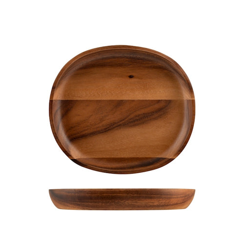 21x24 cm - H&H Acacia Vassoio Ovale In Legno di Acacia