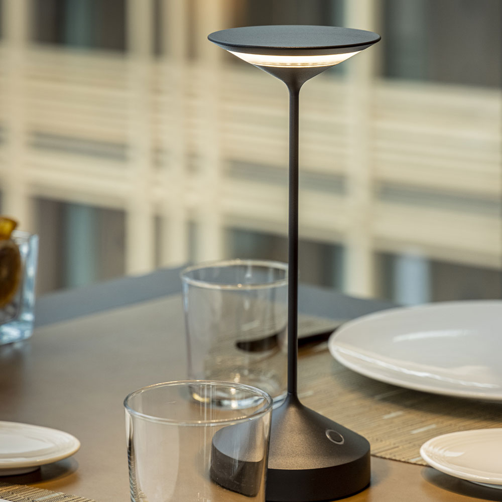 22 cm - Abert Tempo Mini Lampada Da Tavolo Ricaricabile In Alluminio