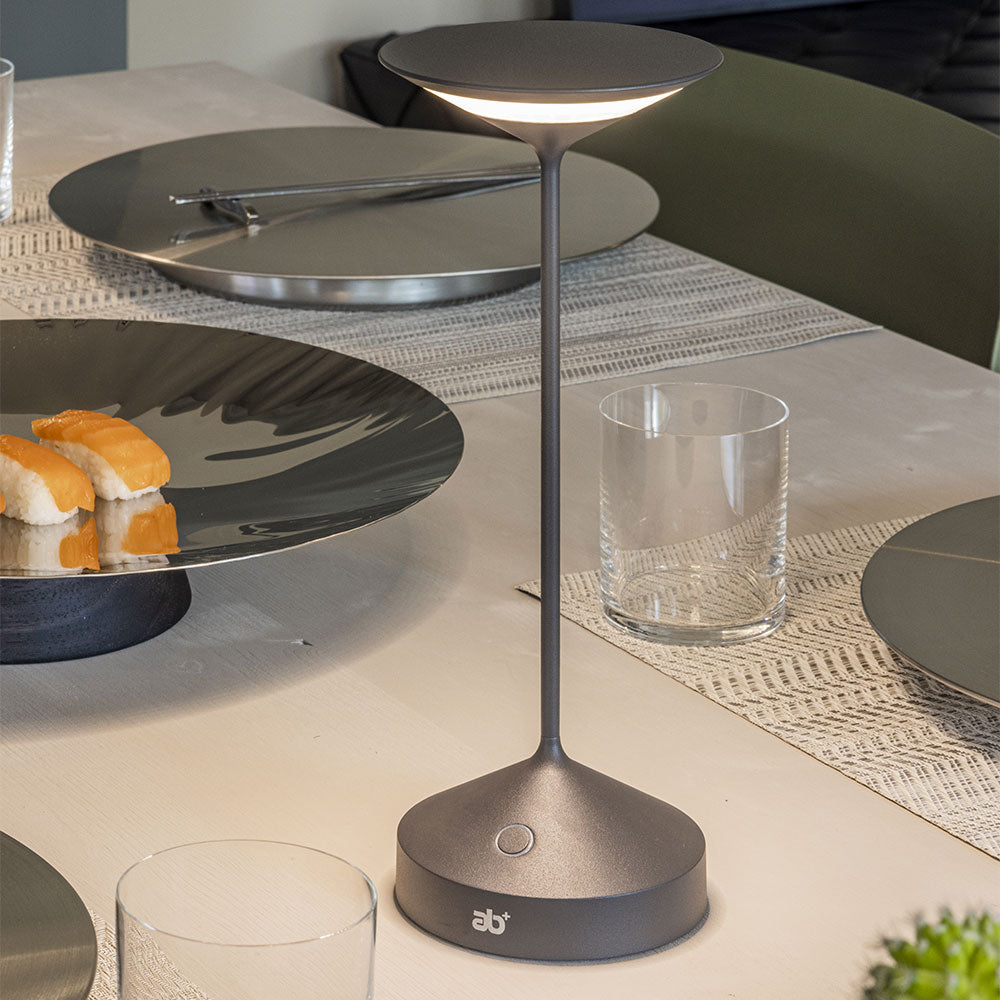 22 cm - Abert Tempo Mini Lampada Da Tavolo Ricaricabile In Alluminio