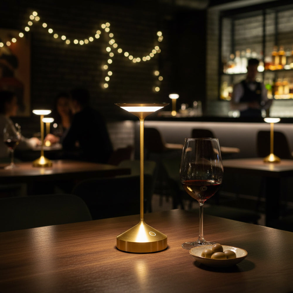 22 cm - Tempo Mini Wiederaufladbare Aluminium Tischlampe