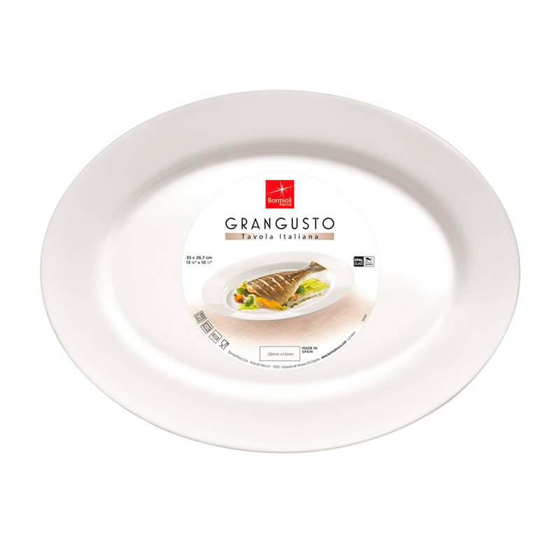 35 Cm Bormioli Rocco Grangusto Piatto Portata In Vetro Opale Temperato Set 6 Pz