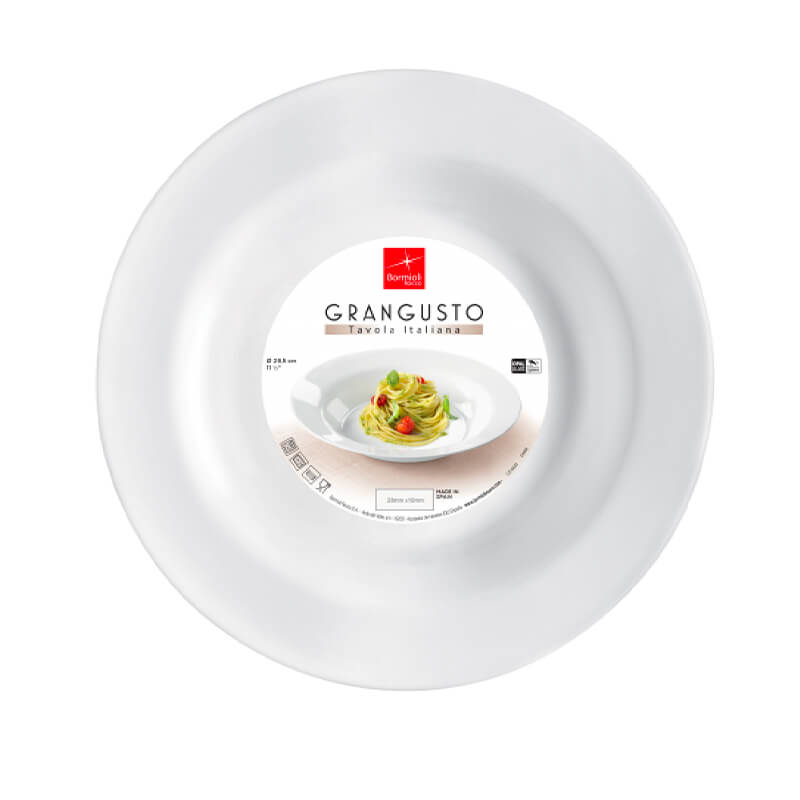 29 5 Cm Bormioli Rocco Grangusto Piatto Pasta In Vetro Opale Temperato Set 6 Pz
