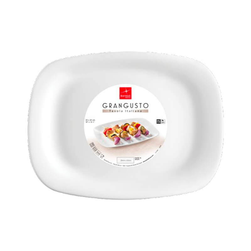 33 Cm Bormioli Rocco Grangusto Piatto Bistecca In Vetro Opale Temperato Set 6 Pz
