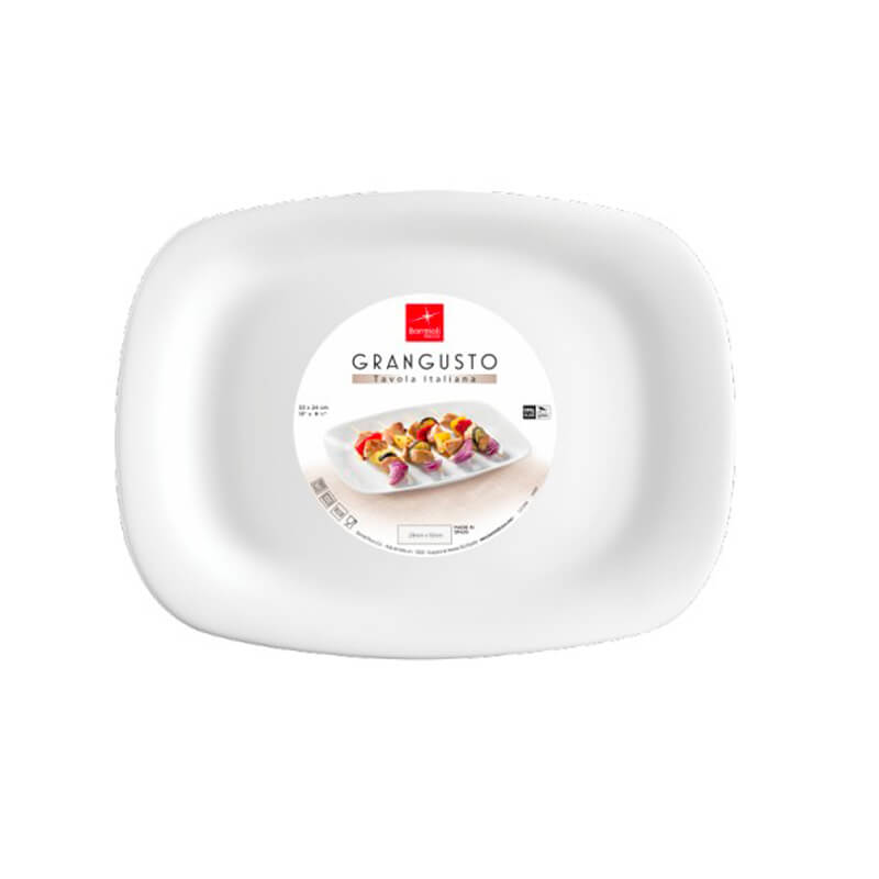 28 Cm Bormioli Rocco Grangusto Piatto Portata In Vetro Opale Temperato Set 6 Pz