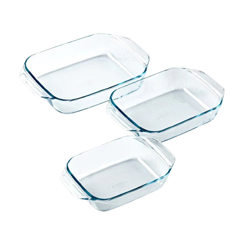Irresistible Set De Pirofilas Rectangulares De Vidrio Borosilicato - Set 3 Pz
