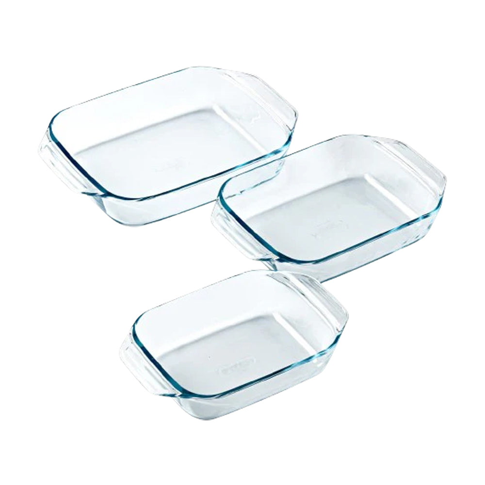Irresistible Set De Pirofilas Rectangulares De Vidrio Borosilicato - Set 3 Pz