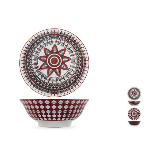 21 cm - H&H Nomad Bruno Barbieri Coppa Poke Texture Assortite In Porcellana Premium - Set 4 Pz