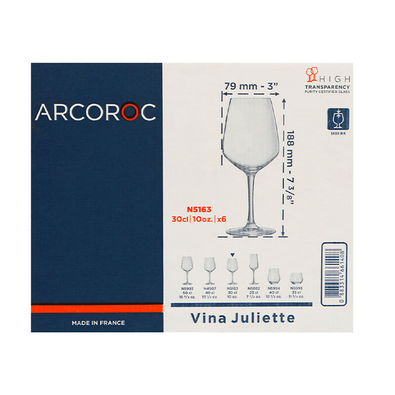 30 Cl Arcoroc Juliette Calice Vino Multiuso In Vetro Set 6 Pezzi