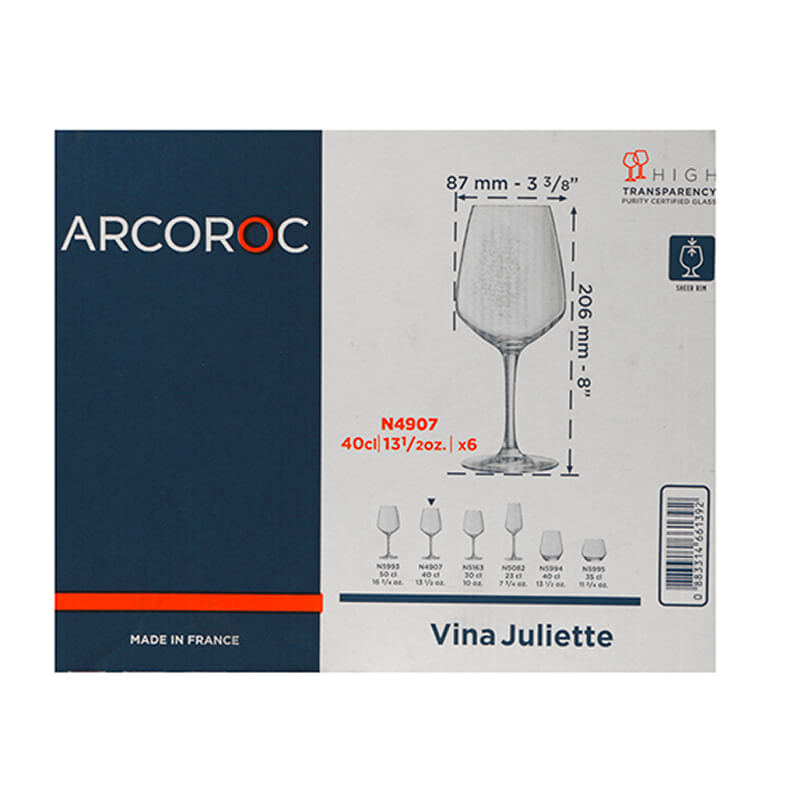 40 Cl Arcoroc Juliette Calice Vino Multiuso In Vetro Set 6 Pezzi