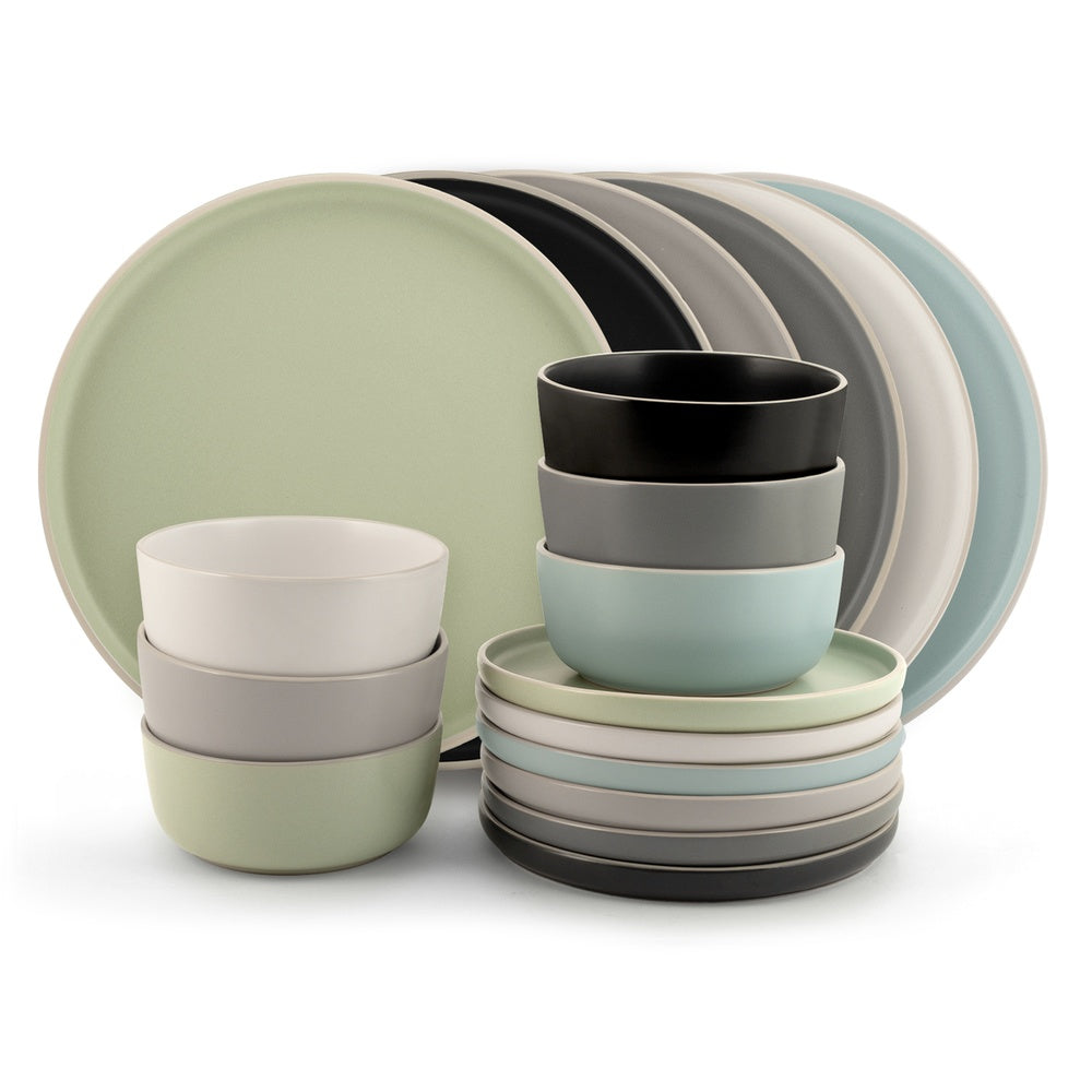 H&H Bergen Servizio Piatti In Stoneware - Set 18 Pz