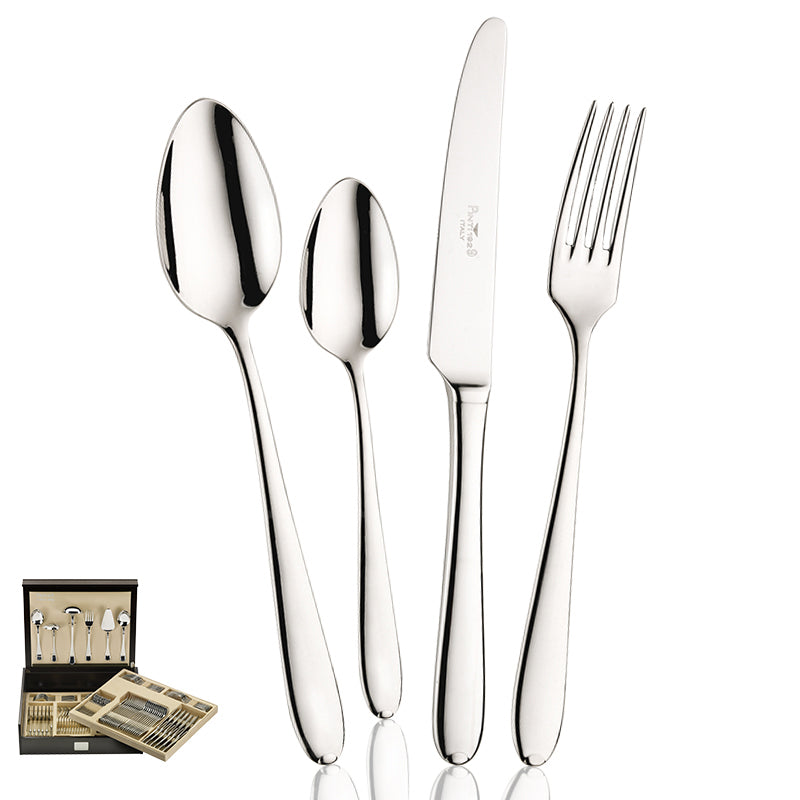 Pintinox Moon Set 24 Pièces Couverts Acier Inoxydable - Service 6 Personnes Sans Nickel Fabriqué En Italie
