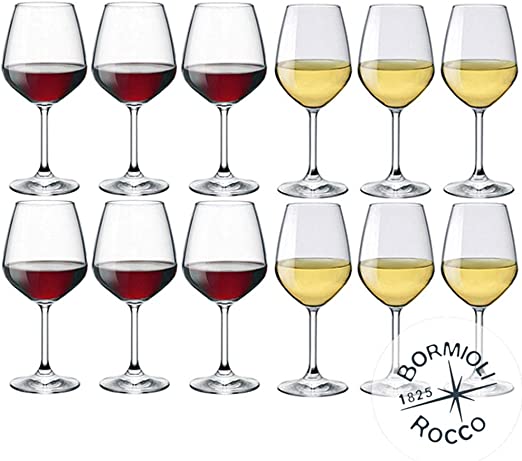 Bormioli Rocco Divino Set Calici Vino In Vetro Set 12 Pezzi