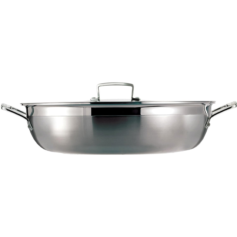 30 cm - Le Creuset Inox Essential Tegame Basso Con Coperchio In Acciaio Inox