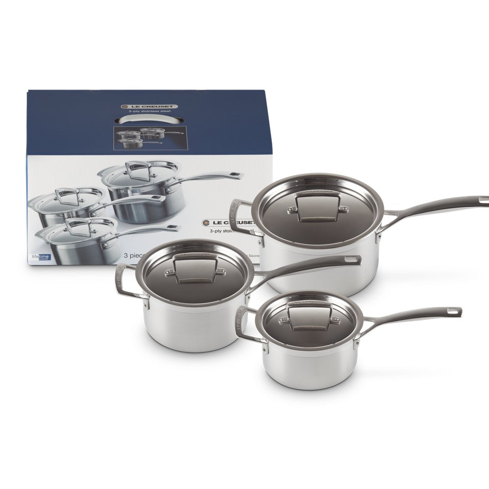 Le Creuset Set Casseruole e Padelle 3-Ply In Acciaio Inox Set 3 Pz