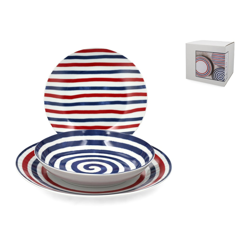 H&H Coupe Graphic Servizio Piatti In Porcellana - Set 18 Pz