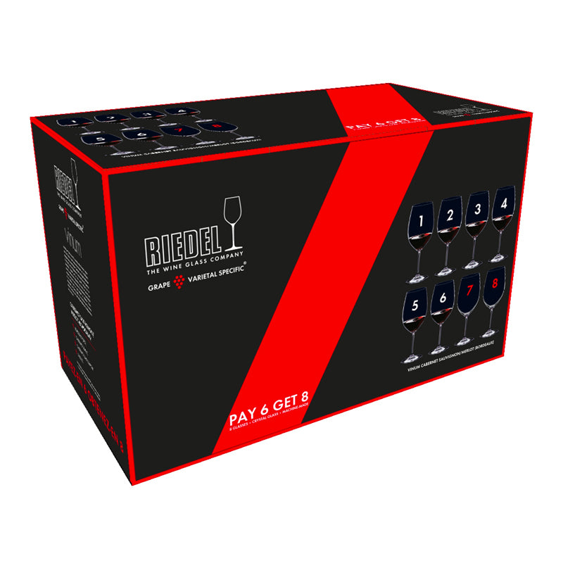 61 Cl Riedel Vinum Calice Vino Rosso Cabernet Merlot In Vetro Set 8 Pezzi