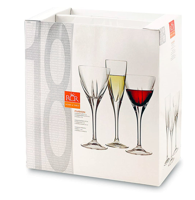 Rcr Fusion Set Calici In Vetro Set 18 Pezzi