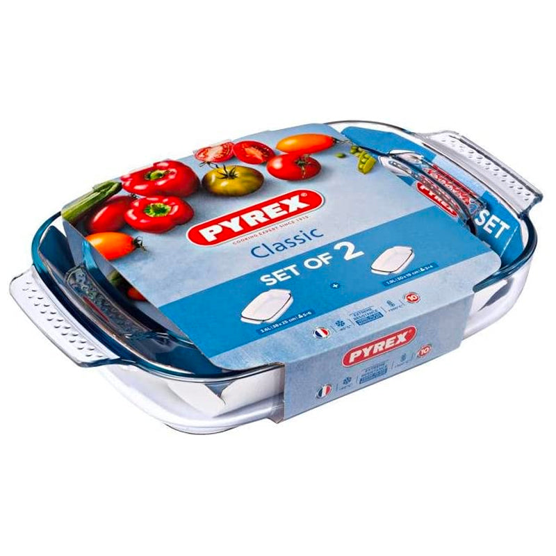 Pyrex Classic Borosilicate Glass Rectangular Baking Dish Set
