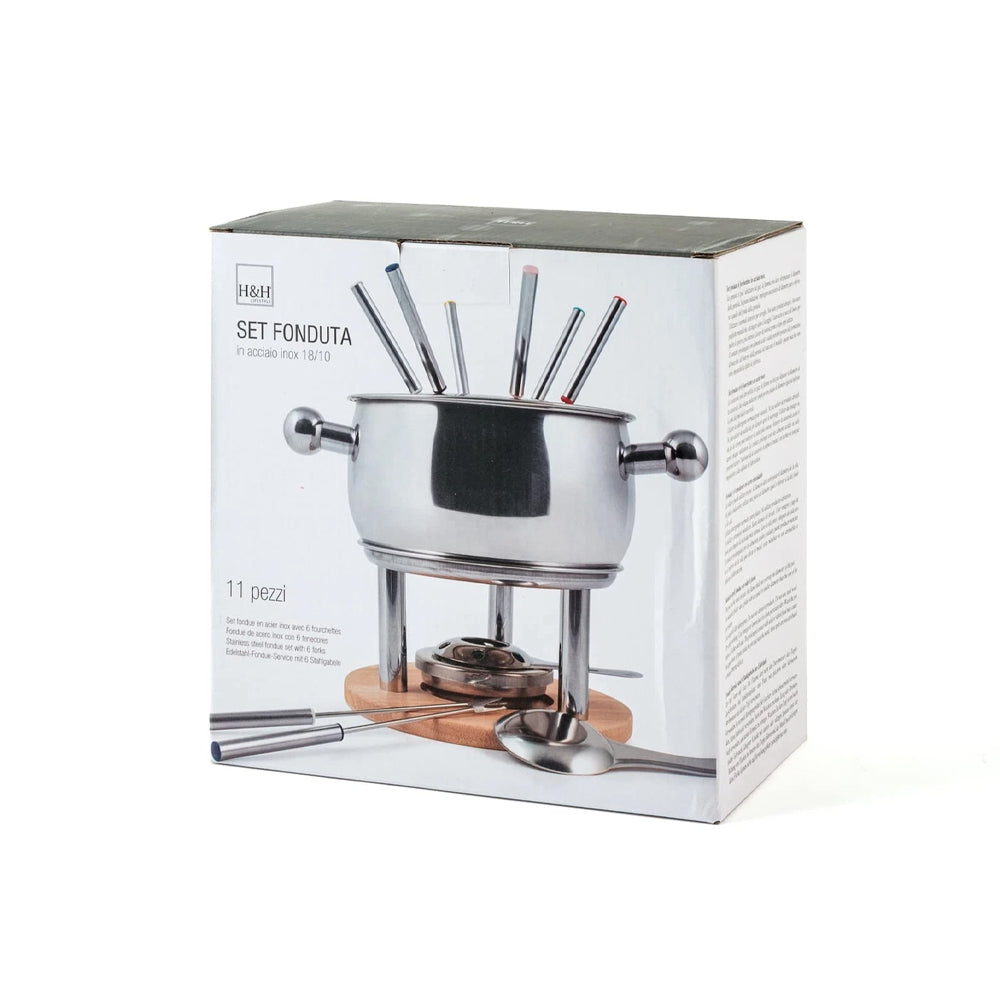 H&H Set Fonduta In Acciaio Inox 18/10 Set 11 Pz