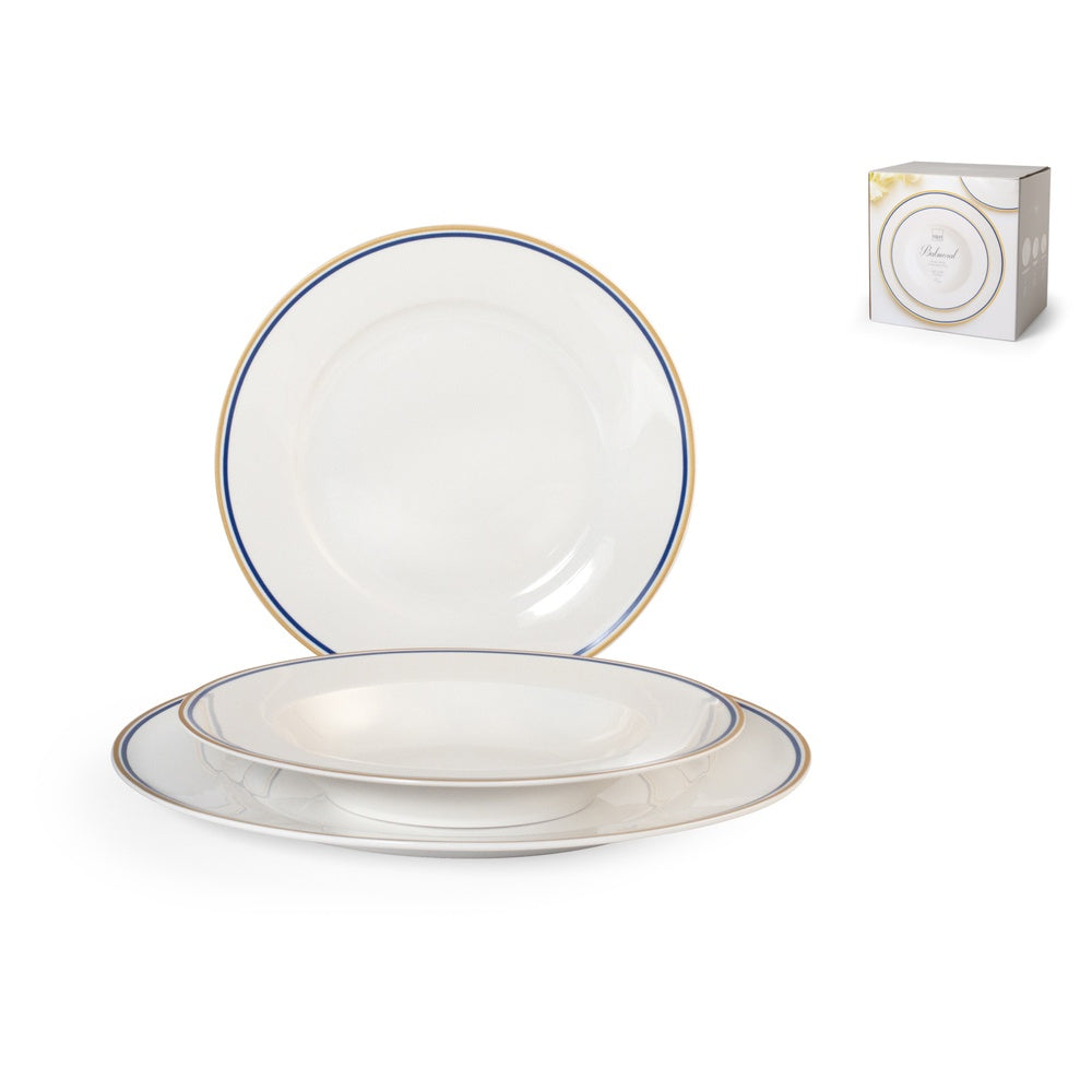 H&H Balmoral Servizio Piatti In New Bone China - Set 18 Pz