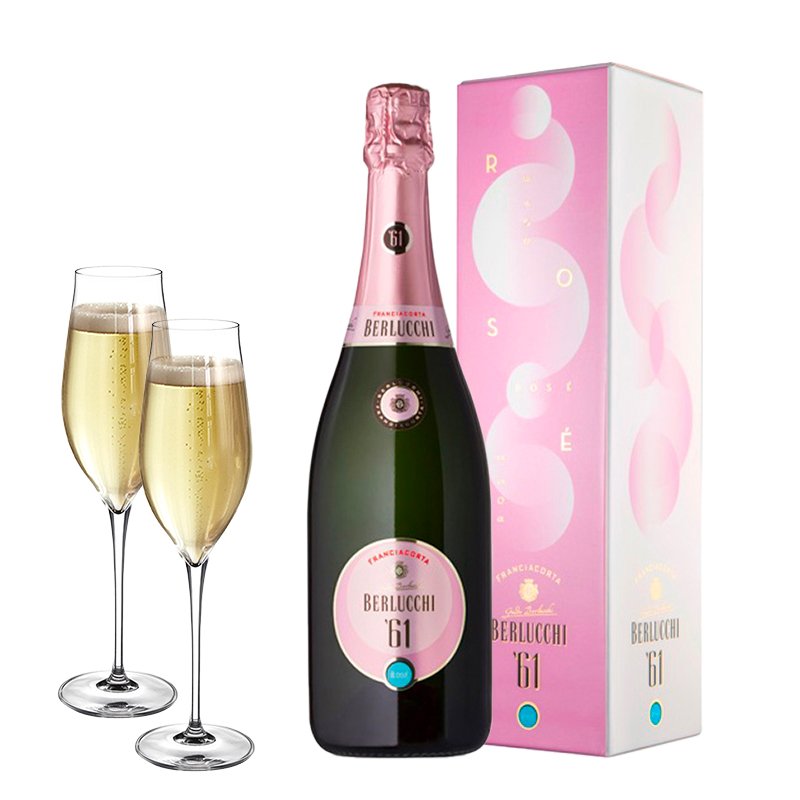 61 Rose Franciacorta Docg Cantine Berlucchi Set 2 Calici Bormioli Luigi Vinea 42 Cl