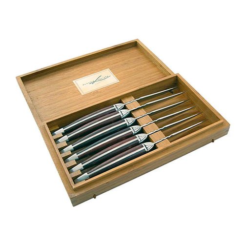 22 Cm Laguiole Coltello Bistecca In Scatola Regalo In Acciaio Inox Pakkawood Set 6 Pz