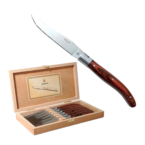 Laguiole Coltello Bistecca In Acciaio Inox Pakkawood Set 6 Pz