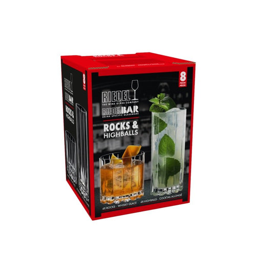 Riedel Rock And Highball Bicchiere Bibita In Vetro Set 8 Pezzi