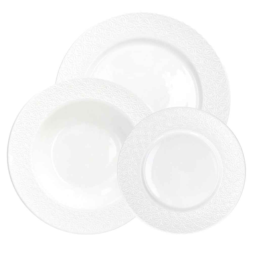 Tognana Margaret Servizio Piatti Con Bordo in Rielievo In Porcellana Set 18 Pz