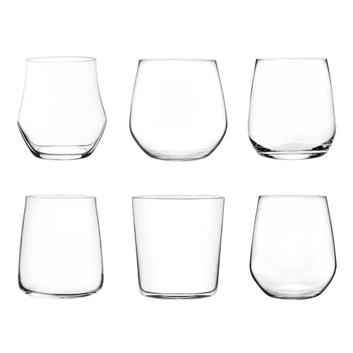 RCR Cristalleria Italiana Mosaic Bicchieri Acqua Lisci Assortiti In Vetro - Set 6 Pz