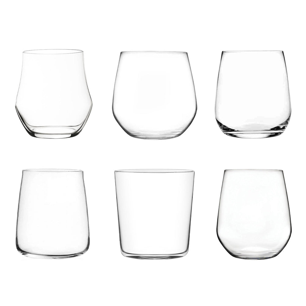 RCR Cristalleria Italiana Mosaic Bicchieri Acqua Lisci Assortiti In Vetro - Set 6 Pz
