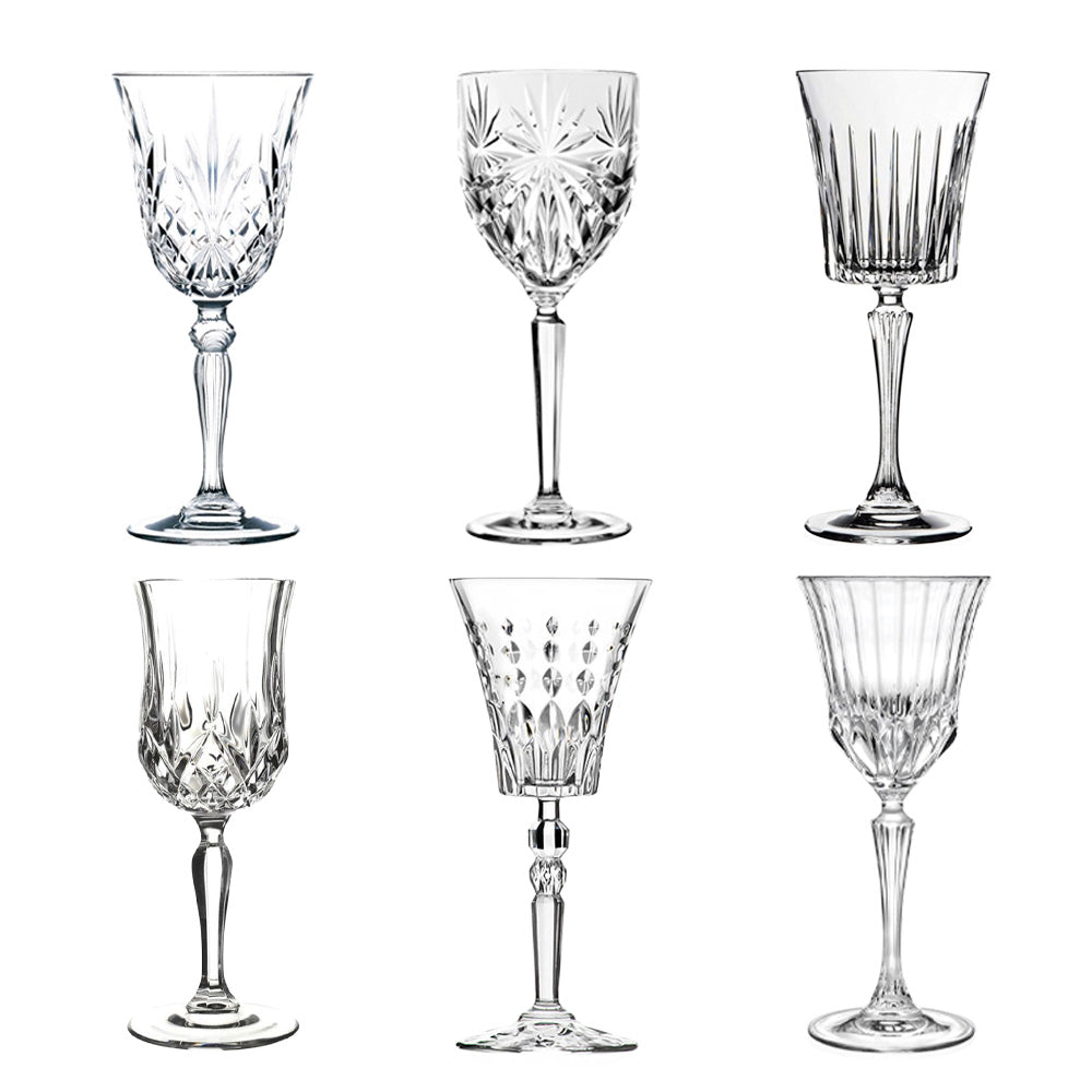 RCR Cristalleria Italiana Mosaic Calici Multiuso Intagliati Assortiti In Vetro - Set 6 Pz