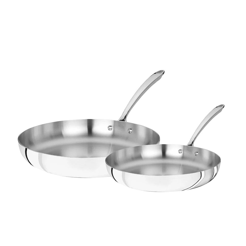 24-28 cm - Agnelli Alu-Inox 3-Ply Set Padelle Basse Induzione Con Manici 1907 Inox - Set 2 Pz