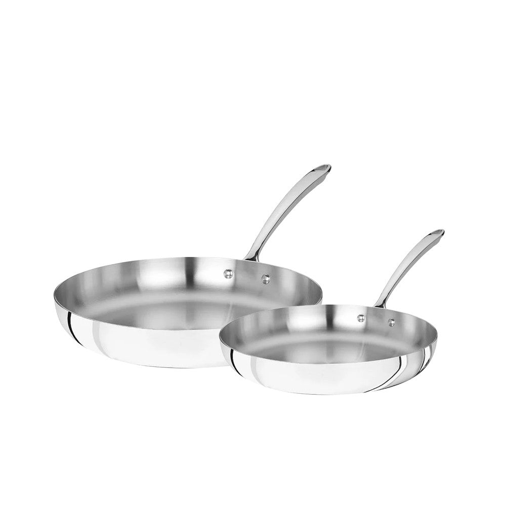 20-24 cm - Agnelli Alu-Inox 3-Ply Set Padelle Basse Induzione Con Manici 1907 Inox - Set 2 Pz