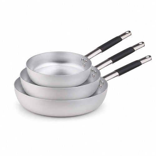 28-24-20 cm - Agnelli Alluminio 3mm Professionale Set van 3 hoge pannen In Aluminium met Cool Inox Handvat - Set 3 stuks