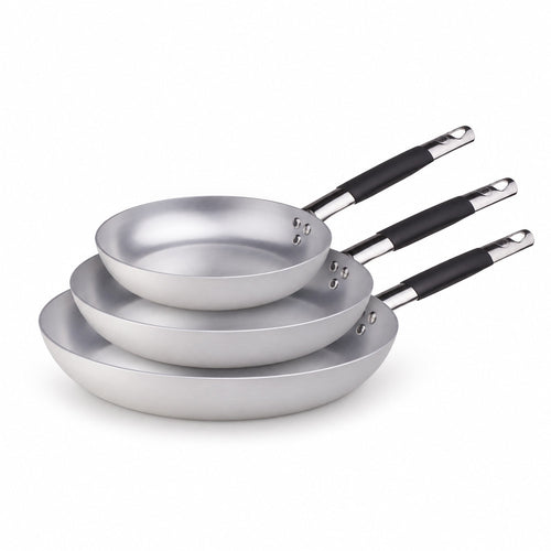 28-24-20 cm - Agnelli Alluminio 3mm Professionale Set van 3 lage pannen Taps Toelopend In Aluminium met Cool Inox Handvat - Set 3 stuks