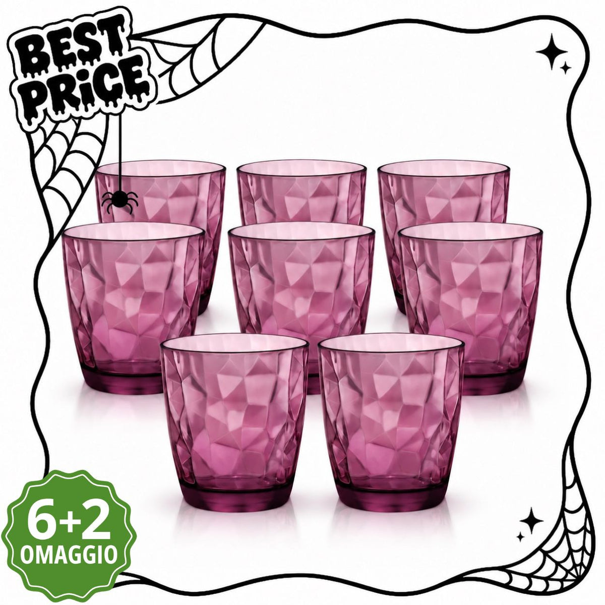 Bormioli Rocco Diamond Rock Purple Water Glasses 30.5 cl - Buy 6, Get 2 Free
